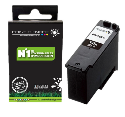 PG-585XL - NOIR - Grande capacité de Marque Française POINT D'ENCRE - Pour imprimante compatible CANON (cec)
