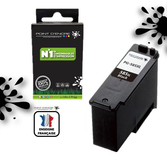 PG-585XL - NOIR - Grande capacité de Marque Française POINT D'ENCRE - Pour imprimante compatible CANON (cec)