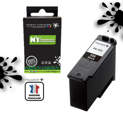 PG-595XL - NOIR - Grande capacité de Marque Française POINT D'ENCRE - Pour imprimante compatible CANON (cec)