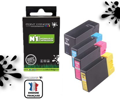 PGI-1500XL - Pack Noir / Cyan / Magenta / Jaune - Grande capacité de Marque Francaise POINT D'ENCRE Pour imprimante compatible CANON (cec)