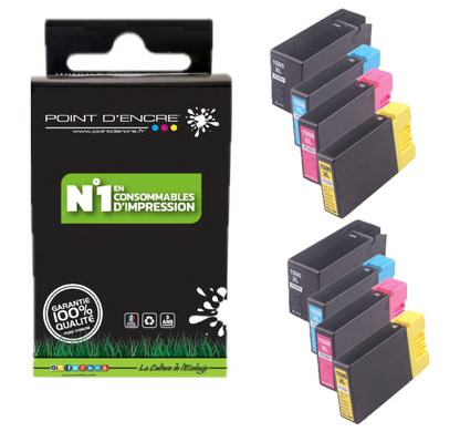 PGI-1500XL - 2 X Packs Noir / Cyan / Magenta / Jaune - Grande capacité de Marque Francaise POINT D'ENCRE Pour imprimante compatible CANON (cec)