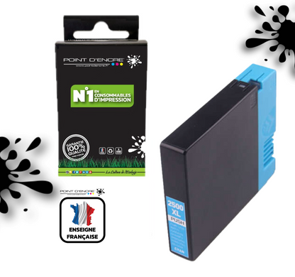 PGI-2500XL - CYAN - Grande capacité de Marque Francaise POINT D'ENCRE Pour imprimante compatible CANON (cec)