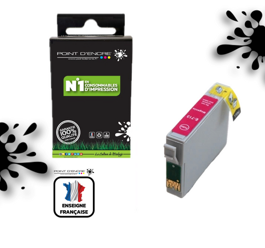 T0713 / T0893 - Guépard - MAGENTA - Grande capacité de Marque Française POINT D'ENCRE Pour imprimante compatible EPSON (cee)