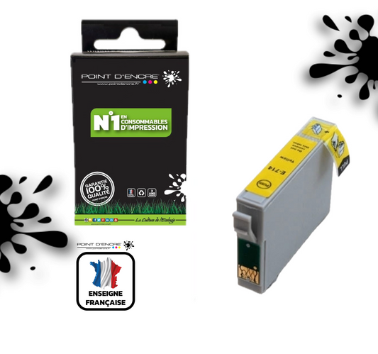 T0714 / T0894 - Guépard - JAUNE - Grande capacité de Marque Française POINT D'ENCRE Pour imprimante compatible EPSON (cee)