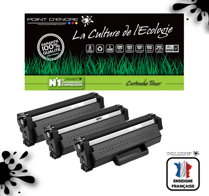 TN1150 - 3 X Noir - Grande capacité Marque Francaise POINT D'ENCRE pour Imprimantes compatibles Brother (clp)
