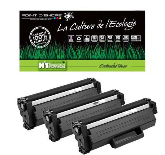 TN1150 - 3 X Noir - Grande capacité Marque Francaise POINT D'ENCRE pour Imprimantes compatibles Brother (clp)