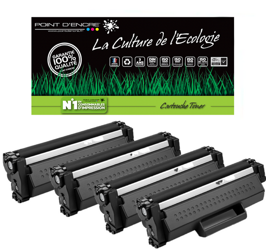 TN1150 - 4 X Noir - Grande capacité Marque Francaise POINT D'ENCRE pour Imprimantes compatibles Brother (clp)