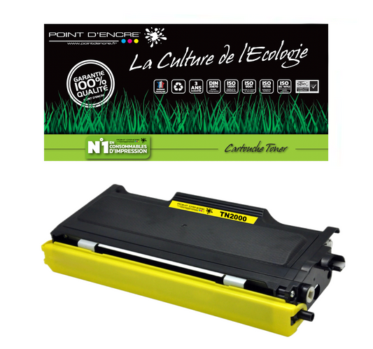 TN2000 - NOIR - Grande capacité Marque Francaise POINT D'ENCRE pour Imprimantes compatibles Brother (clbr)