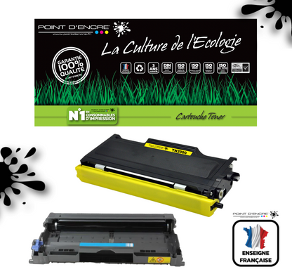TN2000 / DR2000 - NOIR - Grande capacité Marque Francaise POINT D'ENCRE pour Imprimantes compatibles Brother (clbr)