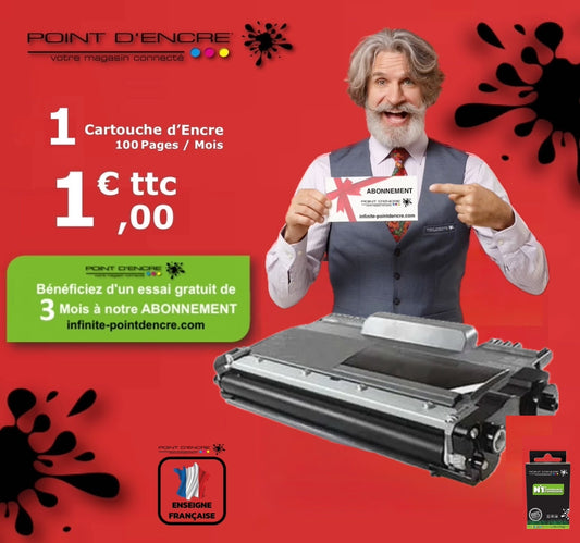 TN2220/TN2210/TN2010/TN450 - NOIR - Abonnement - Grande capacité Marque Francaise POINT D'ENCRE SU799A / SU810A pour Imprimantes compatibles Brother (clbr)