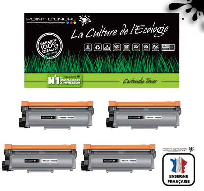 TN2320/TN2310/ - 4 X Noir - Grande capacité Marque Francaise POINT D'ENCRE/ DR2300 pour Imprimantes compatibles Brother (clp)