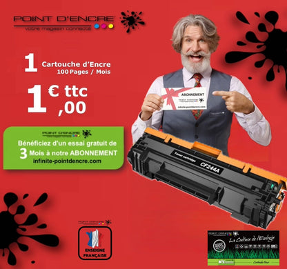 CF244A/44A - Noir - ABONNEMENT - Grande capacité Marque Francaise POINT D'ENCRE pour Imprimantes compatibles HP (clhp) (Copie)