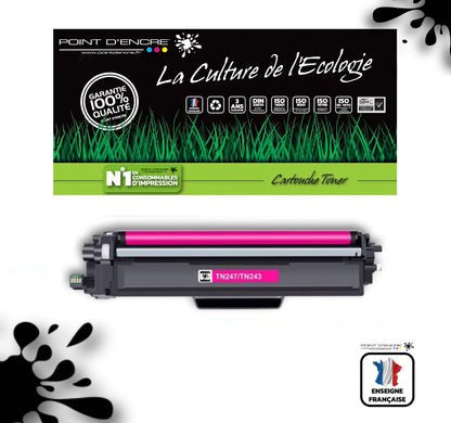 TN247 / TN243 - MAGENTA - Grande capacité Marque Francaise POINT D'ENCRE pour Imprimantes compatibles Brother (clbr)