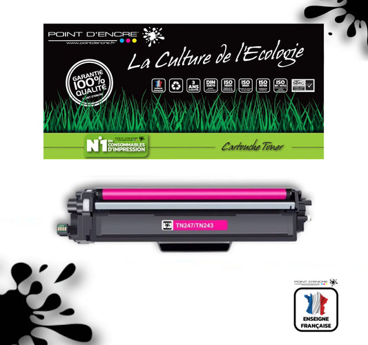 TN247 / TN243 - MAGENTA - Grande capacité Marque Francaise POINT D'ENCRE pour Imprimantes compatibles Brother (clbr)