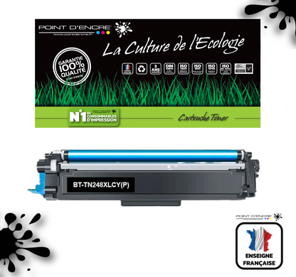 TN248XL - CYAN - Grande capacité Marque Francaise POINT D'ENCRE pour Imprimantes compatibles Brother (clbr)