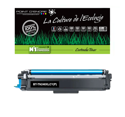 TN248XL - CYAN - Grande capacité Marque Francaise POINT D'ENCRE pour Imprimantes compatibles Brother (clbr)