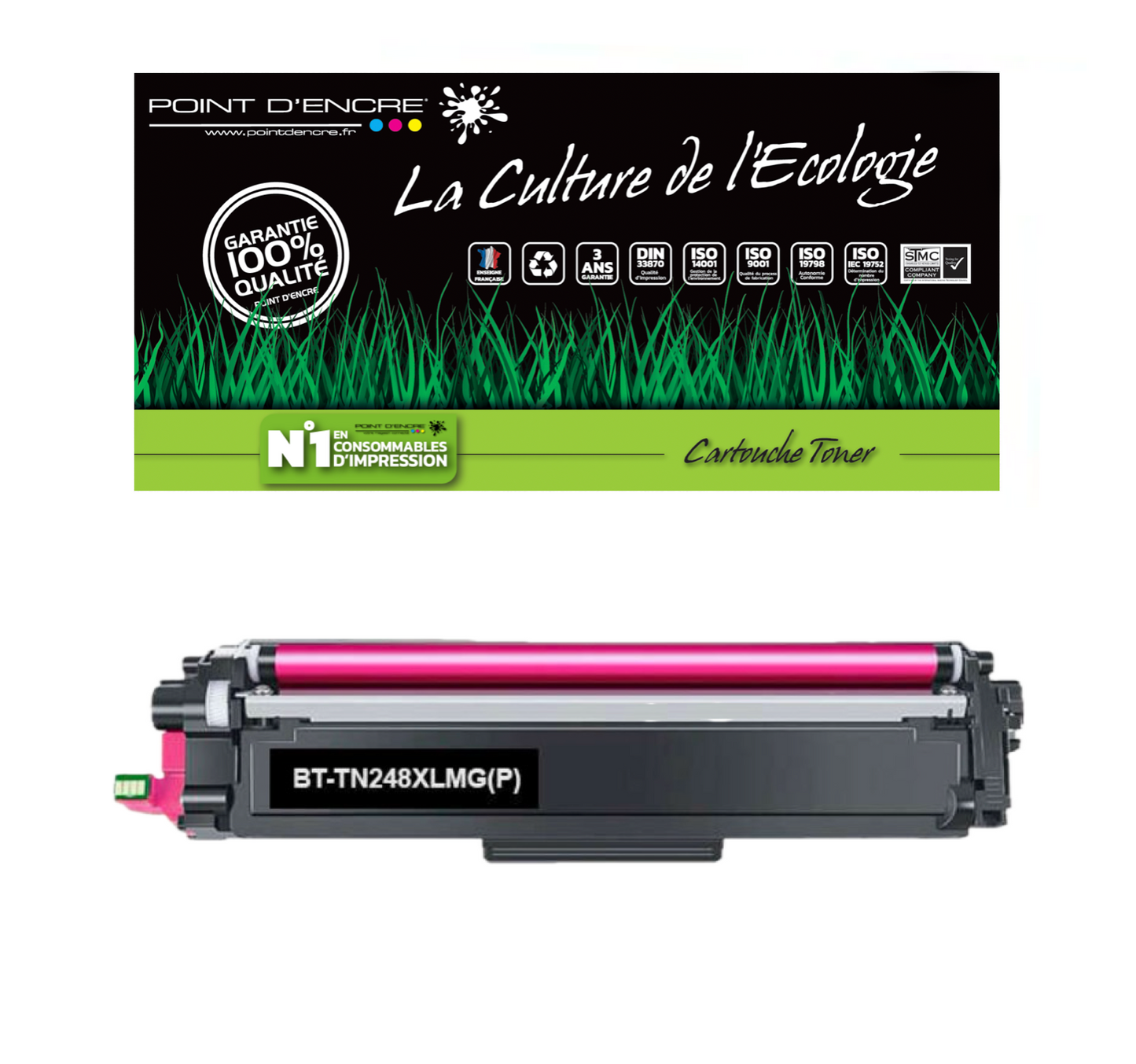 TN248XL - MAGENTA - Grande capacité Marque Francaise POINT D'ENCRE pour Imprimantes compatibles Brother (clbr)
