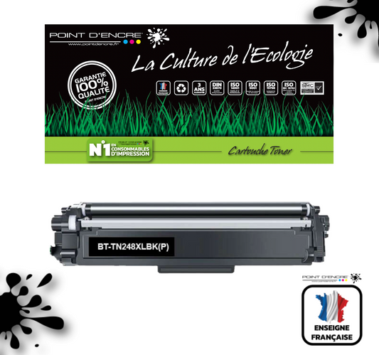 TN248XL - NOIR - Grande capacité Marque Francaise POINT D'ENCRE pour Imprimantes compatibles Brother (clbr)