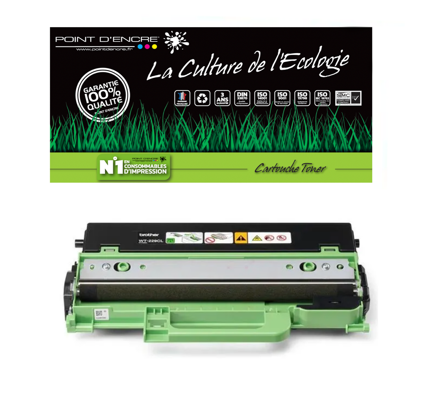 TN248XL / WT229CL - CONTENEUR A DECHET - Grande capacité Marque Francaise POINT D'ENCRE pour Imprimantes compatibles Brother (clbr)