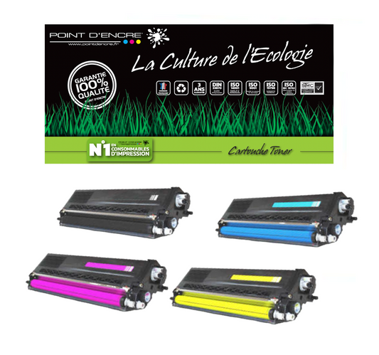 TN320 / TN321 / TN325 / TN326 / TN329  -  NOIR / CYAN / MAGENTA / JAUNE - Grande capacité Marque Francaise POINT D'ENCRE pour Imprimantes compatibles Brother (clbr)