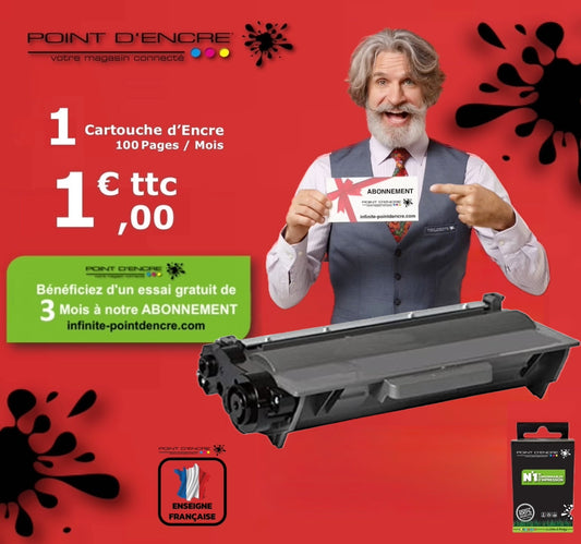 TN3430 / TN3480 - NOIR - ABONNEMENT - Grande capacité Marque Francaise POINT D'ENCRE pour Imprimantes compatibles Brother (clbr)