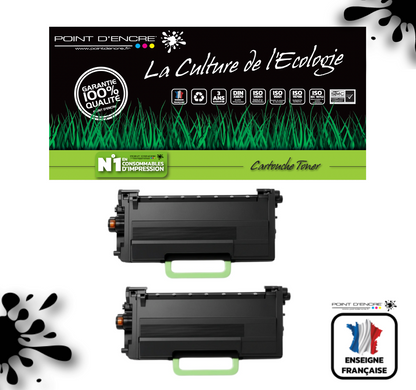 TN3610XXL Cartouche d'encre Toner - 2 X Noir - Grande capacité Marque Francaise POINT D'ENCRE pour Imprimantes compatibles Brother (clp)