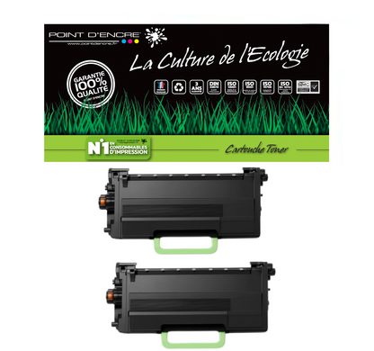 TN3610XXL Cartouche d'encre Toner - 2 X Noir - Grande capacité Marque Francaise POINT D'ENCRE pour Imprimantes compatibles Brother (clp)