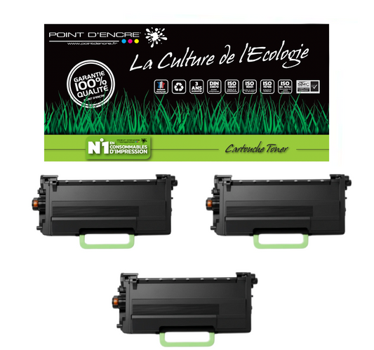 TN3610XXL Cartouche d'encre Toner - 3 X Noir - Grande capacité Marque Francaise POINT D'ENCRE pour Imprimantes compatibles Brother (clp)