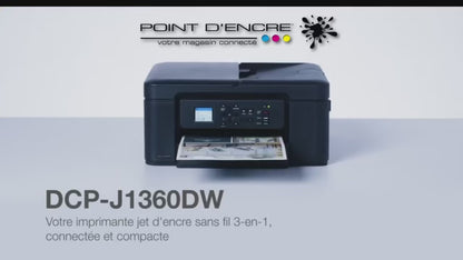 DCP-J1360DW Imprimante Brother jet d'encre multifonction 3-en-1 compacte sans fil. Eligible à notre ABONNEMENT infinite POINT D'ENCRE. imprimante Brother (ipb)