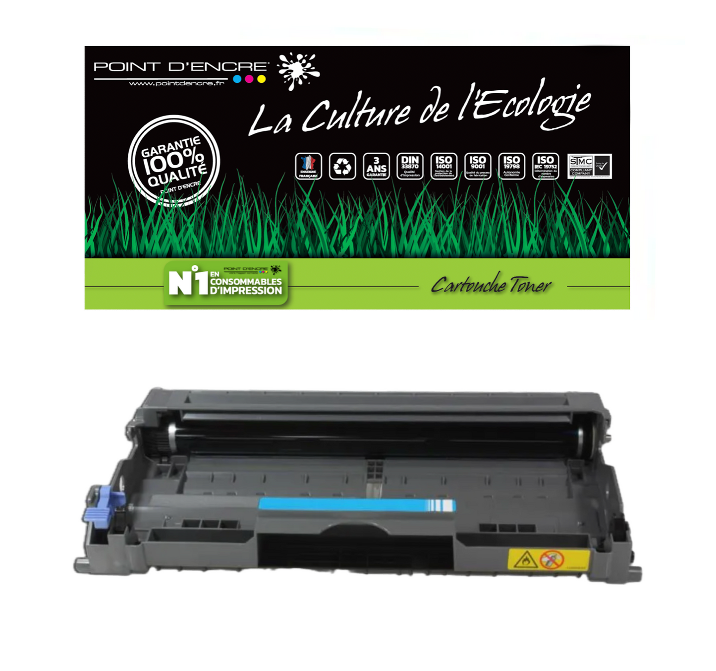 DR2000 - NOIR - Grande capacité Marque Francaise POINT D'ENCRE pour Imprimantes compatibles Brother (clbr)