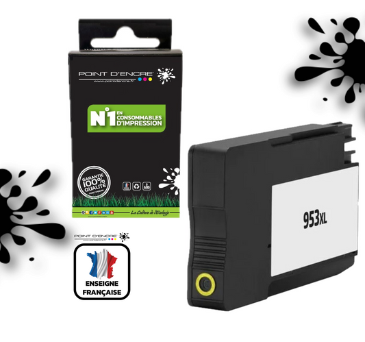 953XL - JAUNE - Grande capacité de Marque Française POINT D'ENCRE Pour imprimante compatible HP (cehp)