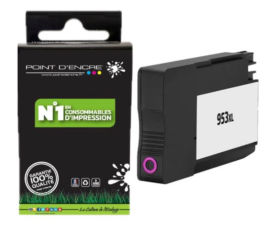 953XL - MAGENTA - Grande capacité de Marque Française POINT D'ENCRE Pour imprimante compatible HP (cehp)