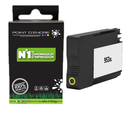 953XL - JAUNE - Grande capacité de Marque Française POINT D'ENCRE Pour imprimante compatible HP (cehp)